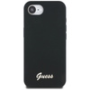 Guess Silicone Script Metal Logo MagSafe - Etui do iPhone 16e (czarny) (GUHMPSE4SMBSLK)