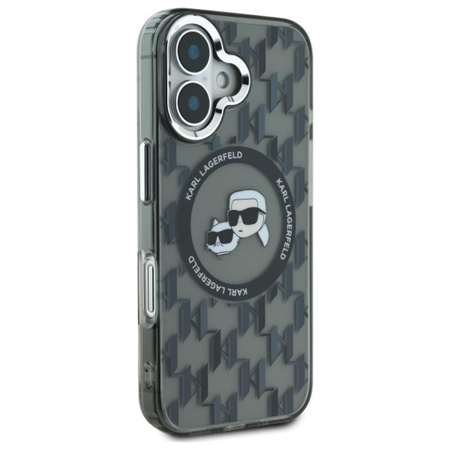 Karl Lagerfeld IML Monogram Karl & Choupette Head MagSafe - Etui iPhone 16 (czarny) (KLHMP16SHMCKMHK)