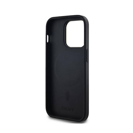 DKNY Leather Checkered Mono Pattern MagSafe - Etui iPhone 14 Pro (czarny) (DKHMP14LPCPVSLK)
