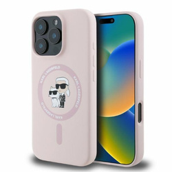Karl Lagerfeld Silicone Karl & Choupette Ring MagSafe - Etui iPhone 16 Pro (różowy) (KLHMP16LSCMKCRHP)