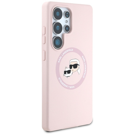 Karl Lagerfeld Silicone Double Heads And Circle MagSafe - Etui Samsung Galaxy S25 Ultra (różowy) (KLHMS25LSKCHTCP)