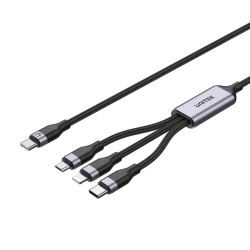 Unitek kabel przewód ładujący USB 3 w 1 czarny C14101AGY01-1.5M (C14101AGY01-1.5M)