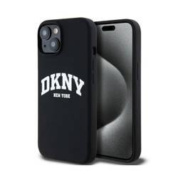 DKNY Liquid Silicone White Printed Logo MagSafe - Etui iPhone 15 Plus / 14 Plus (czarny) (DKHMP15MSNYACH)