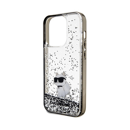 Karl Lagerfeld Liquid Glitter Choupette - Etui iPhone 14 Pro (przezroczysty) (KLHCP14LLKCNSK)