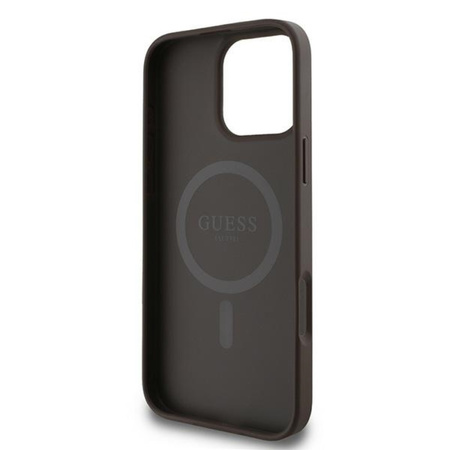 Guess 4G Ring Classic Logo MagSafe - Etui iPhone 16 Pro (brązowy) (GUHMP16LG4GFRW)