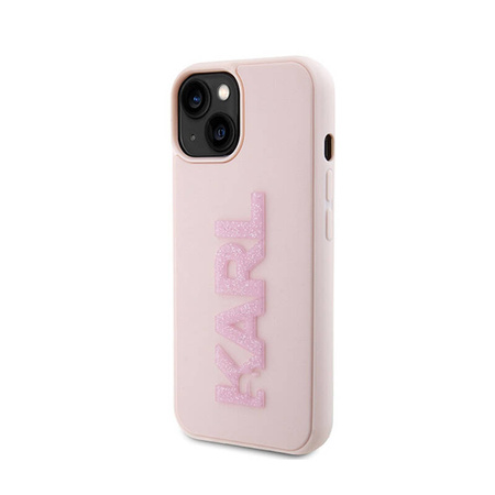 Karl Lagerfeld 3D Rubber Glitter Logo - Etui iPhone 15 Plus (różowy) (KLHCP15M3DMBKCP)