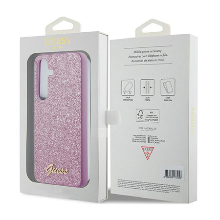 Guess Glitter Flakes Metal Logo Case - Etui Samsung Galaxy S24 (fioletowy) (GUHCS24SHGGSHU)