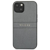 Guess Saffiano Metal Logo Stripes - Etui iPhone 13 mini (szary) (GUHCP13SPSASBGR)