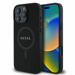 Guess Saffiano Classic Logo MagSafe - Etui iPhone 16 Pro (czarny) (GUHMP16LPSAHMCK)