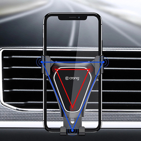 Crong Gravity Auto-Clip Car Holder - Uchwyt samochodowy grawitacyjny do telefonu 4,7”- 6,5” (czarny) (CRG-CH4-BLK)
