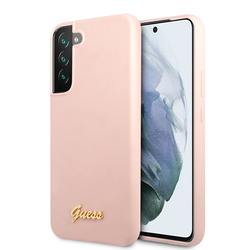 Guess Silicone Script Metal Logo - Etui Samsung Galaxy S22+ (różowy) (GUHCS22MLSLMGPP)