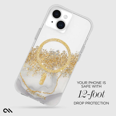 Case-Mate Karat MagSafe - Etui iPhone 15 / iPhone 14 / iPhone 13 zdobione złotem (Marble) (CM051386)