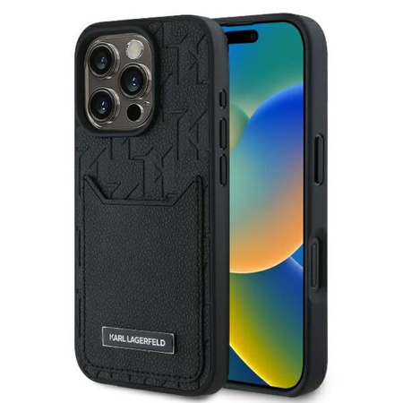 Karl Lagerfeld Cardslots Monogram - Etui iPhone 16 Pro (czarny) (KLHCP16LPGKHPRPK)