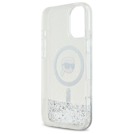 Karl Lagerfeld Liquid Glitter Karl Head MagSafe - Etui iPhone 16 (przezroczysty) (KLHMP16SLGKISGH)
