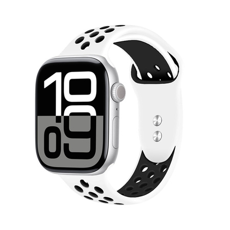 Crong Duo Sport - Pasek do Apple Watch 44/45/46/49 mm (biały/czarny) (CRG44DSBWHI)