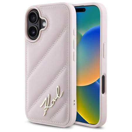 Karl Lagerfeld Quilted Signature - Etui iPhone 16 (różowy) (KLHCP16SPQDSMGP)