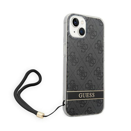 Guess 4G Print Cord - Etui ze smyczką iPhone 14 Plus (czarny) (GUOHCP14MH4STK)