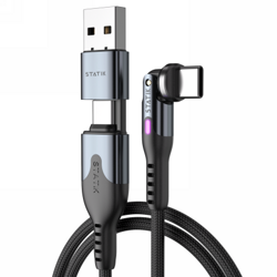 Statik PowerPivot Pro - kabel USB-C - USB-C/USB-A 2m, w nylonowym oplocie (black) (PUP-0455-6FT-CC)