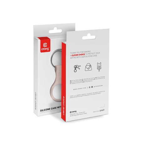 Crong Silicone Case with Key Ring – Etui ochronne brelok do Apple AirTag (piaskowy róż) (CRG-ATS-PNK)