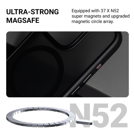 Crong Hybrid Frost MAG Cover - Etui z MagSafe do iPhone 16 Pro Max (czarny) (CRGHFMIP1669PBLK)