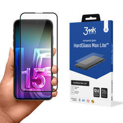 3mk HardGlass Max Lite - Szkło hartowane do iPhone 15 (Czarny) (3MK_5903108530996)