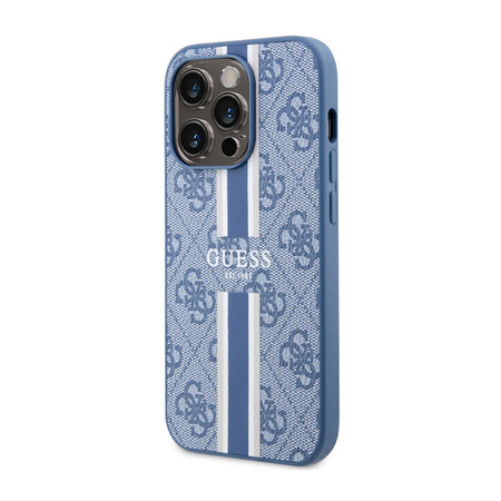 Guess 4G Printed Stripes MagSafe - Etui iPhone 14 Pro (Niebieski) (GUHMP14LP4RPSB)