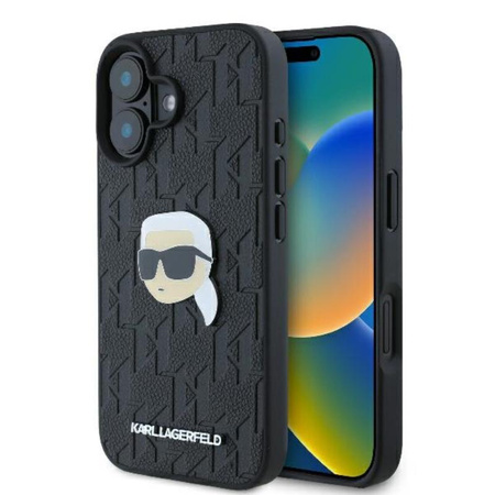 Karl Lagerfeld Monogram Karl Head Pin - Etui iPhone 16 (czarny) (KLHCP16SPGKLKIPK)