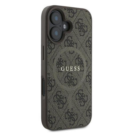 Guess 4G Ring Classic Logo MagSafe - Etui iPhone 16 Plus (brązowy) (GUHMP16MG4GFRW)