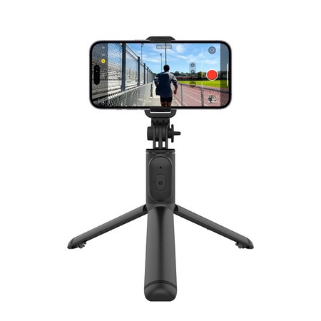 Crong SelfieGo Lite – Kompaktowy selfie stick Bluetooth tripod (czarny) (CRGSGL1BLK)
