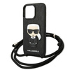 Karl Lagerfeld Monogram Leather Patch and Cord Iconik - Etui iPhone 13 Pro (KLHCP13LCMNIPK)