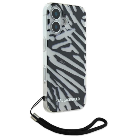 Karl Lagerfeld IML Zebra Pattern & Cord - Etui iPhone 16 (czarny) (KLHCP16SHZBPKCCK)