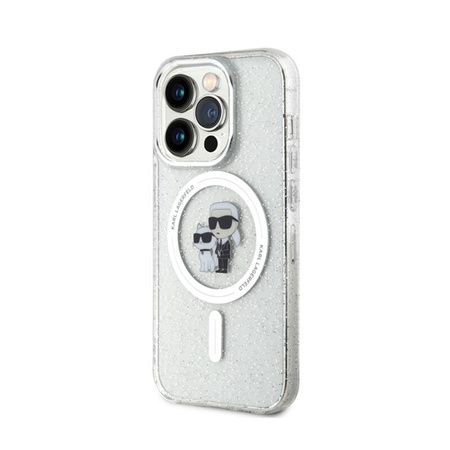 Karl Lagerfeld Karl & Choupette Glitter Magsafe - Etui iPhone 15 Pro (przezroczysty) (KLHMP15LHGKCNOT)