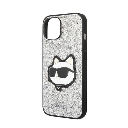 Karl Lagerfeld NFT Glitter Choupette Patch - Etui iPhone 14 Plus (srebrny) (KLHCP14MG2CPS)
