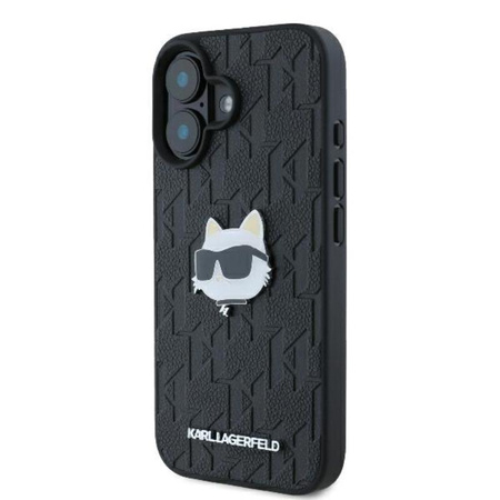 Karl Lagerfeld Monogram Choupette Head Pin - Etui iPhone 16 (czarny) (KLHCP16SPGKLCHPK)