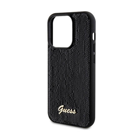 Guess Sequin Script Metal - Etui iPhone 13 Pro (czarny) (GUHCP13LPSFDGSK)