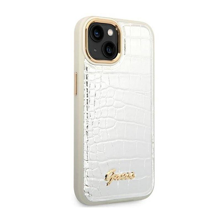 Guess Croco Collection – Etui iPhone 14 Plus (srebrny) (GUHCP14MHGCRHS)