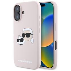 Karl Lagerfeld Silicone Double Heads Print MagSafe - Etui iPhone 16 (różowy) (KLHMP16SSKCHPPLP)