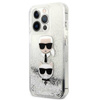 Karl Lagerfeld Liquid Glitter Karl & Choupette Head - Etui iPhone 13 Pro (srebrny) (KLHCP13LKICGLS)