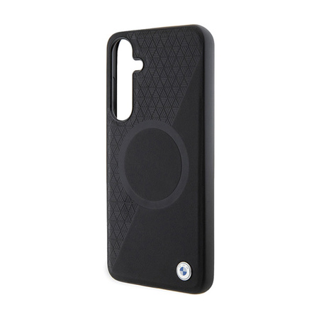 BMW Leather Half Textured & Circle MagSafe - Etui Samsung Galaxy S24 (czarny) (BMHMS24S23RTPK)
