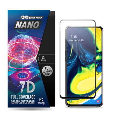 Crong 7D Nano Flexible Glass - Szkło hybrydowe 9H na cały ekran Samsung Galaxy A80 / A90 (CRG-7DNANO-SGA90)