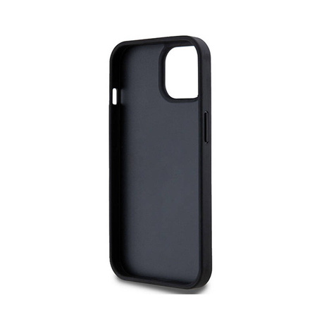 DKNY Leather Checkered Mono Pattern & Printed Stripes - Etui iPhone 15 Plus / 14 Plus (czarny) (DKHCP15MPCPTSSK)