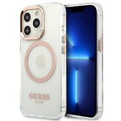 Guess Metal Outline Magsafe - Etui iPhone 13 Pro Max (przezroczysty / złoty) (GUHMP13XHTRMD)