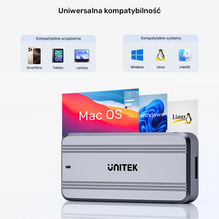 Unitek Aktywnie chłodzona obudowa M2 NvMe SSD USB4 40Gbps (S1242AGY01-EU)