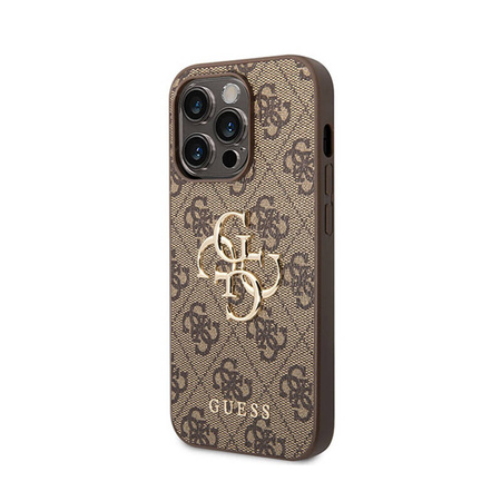 Guess 4G Big Metal Logo - Etui iPhone 15 Pro Max (brązowy) (GUHCP15X4GMGBR)