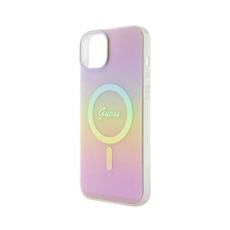 Guess IML Iridescent MagSafe - Etui iPhone 15 Plus (różowy) (GUHMP15MHITSP)