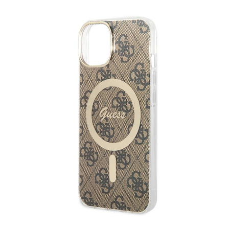 Guess 4G MagSafe - Etui iPhone 14 (Brązowy) (GUHMP14SH4STW)