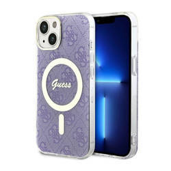 Guess 4G MagSafe - Etui iPhone 14 (Purpurowy) (GUHMP14SH4STU)