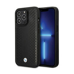 BMW Leather Diamond Pattern - Etui iPhone 14 Pro (Czarny) (BMHCP14L22RFGK)