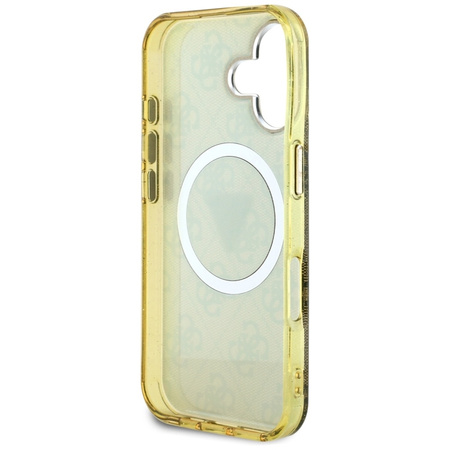 Guess IML Metal Glitter 4G Circle Triangle MagSafe - Etui do iPhone 16 (brązowy) (GUHMP16SHG4PRTGW)