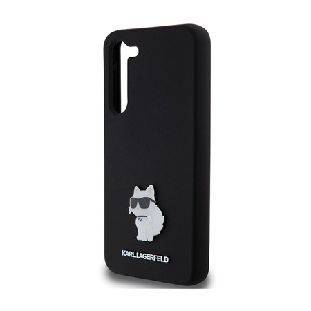 Karl Lagerfeld Silicone Choupette Metal Pin - Etui Samsung Galaxy S24+ (czarny) (KLHCS24MSMHCNPK)